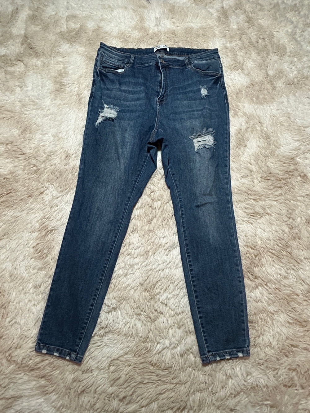 Wax Jean Dark Blue Skinny Distressed Jeans